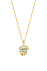 Yellow Gold Color Round and Baguette Love Heart Pendant Necklace