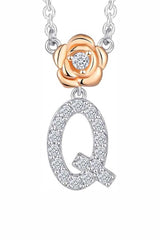 Q Letter Flower Pendant Necklace