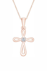 Rose Gold Color Stylish Open Cross Pendant Necklace for Women 