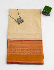 Light Tan Color Plain Cotton Saree