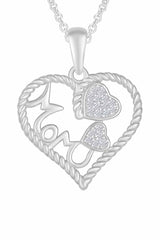 White Gold Color Yaathi Moissanite Mom Triple Heart Pendant Necklace 