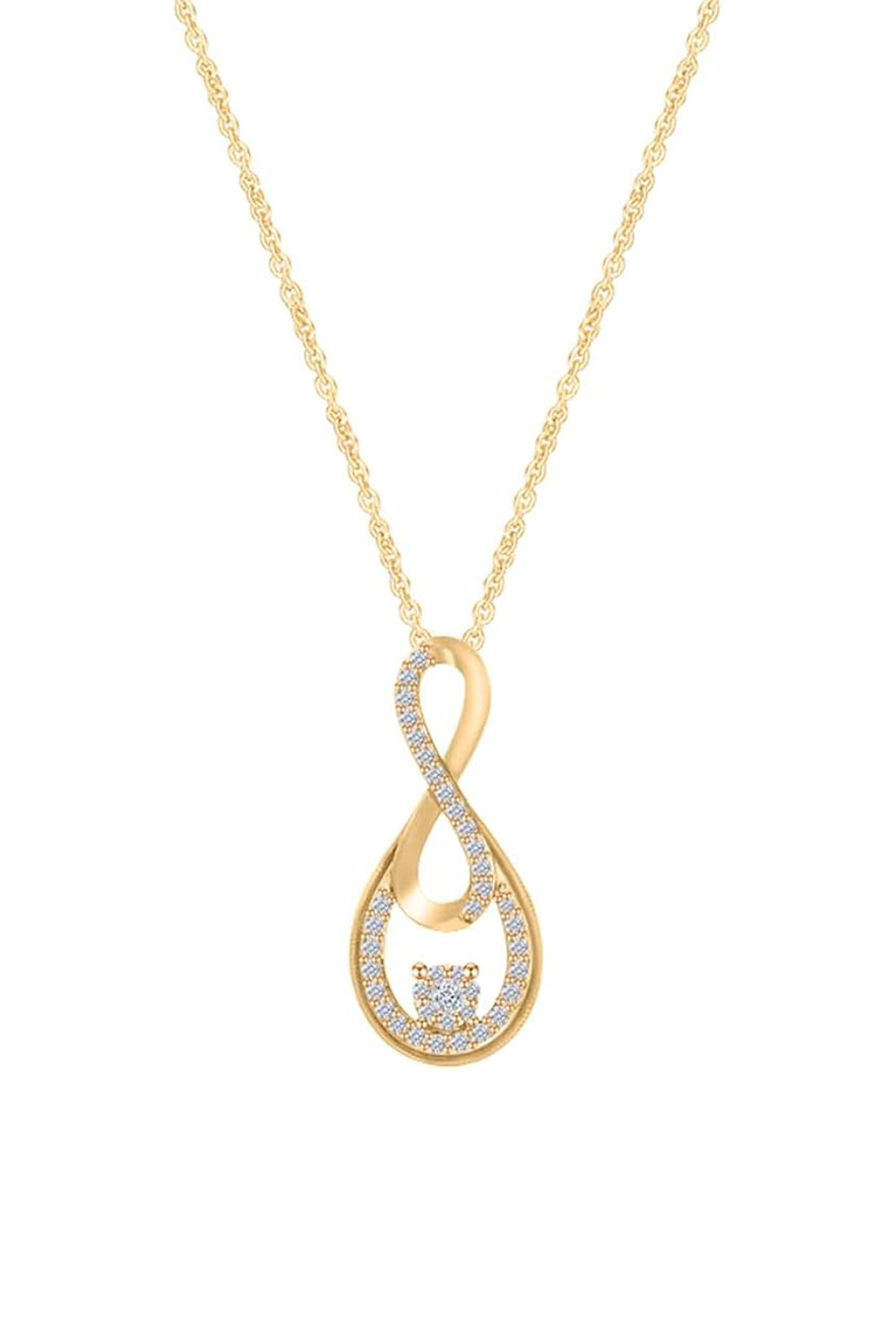 Yellow Gold Color Yaathi Double Infinity Pendant Necklace, Pendants Online 
