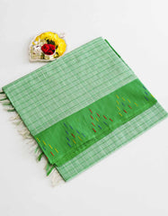 Medium Green Color Kuppadam Cotton Saree