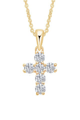 Yellow Gold Color Moissanite Diamond Religious Cross Pendant Necklaces