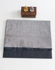 Dark Grey Color Chanderi Cotton Saree