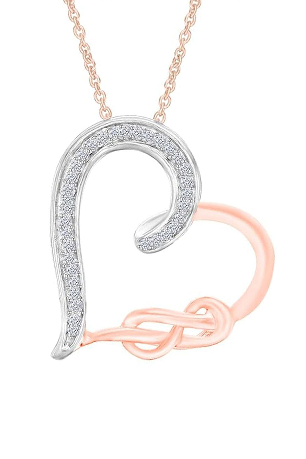  Rose Gold Color Infinity Knot Heart Pendant Necklace