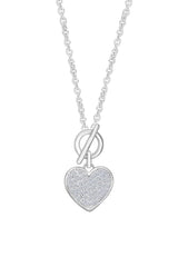 White Gold Color Moissanite Toggle Love Heart Pendant Necklace