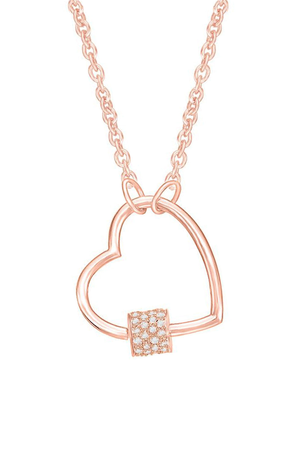 Rose Gold Color Round Moissanite Love Heart Pendant Necklace