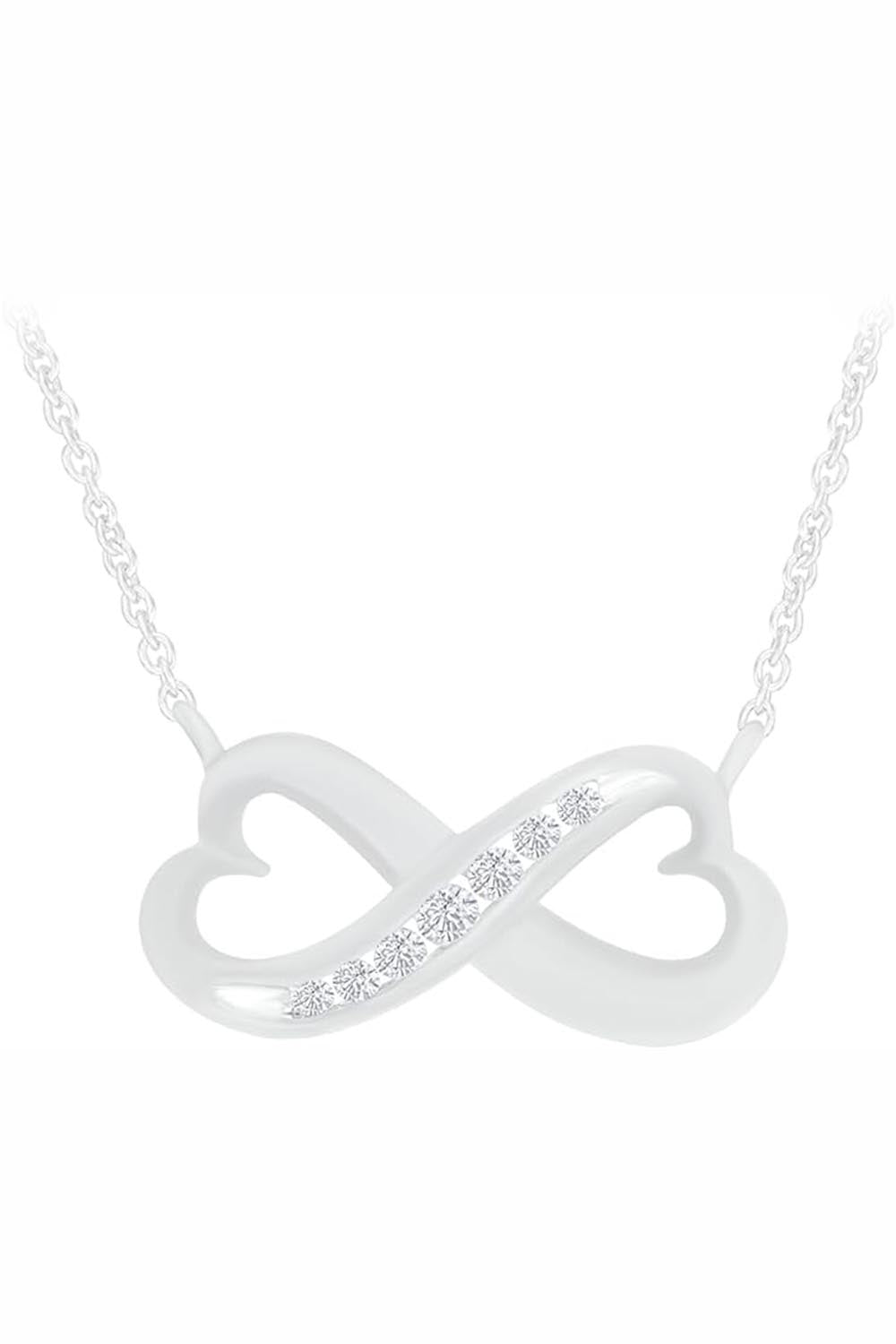 White Gold Color Yaathi Heart-Shape Infinity Necklace, Fashion Jewellery