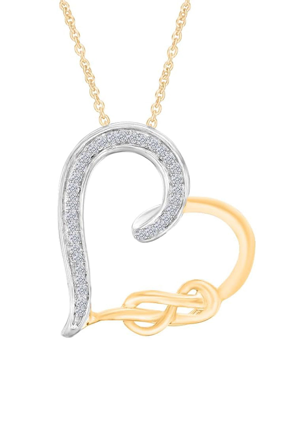 Yellow Gold Color Infinity Knot Heart Pendant Necklace