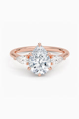 Moissanite Pear Cut Three Stone Ring