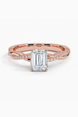 Emerald Cut Moissanite Twisted Ring