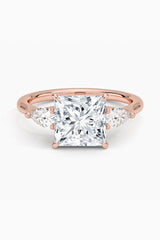 Moissanite Princess Shape Three Stones Ring