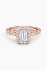 Emerald Cut Moissanite Halo Ring