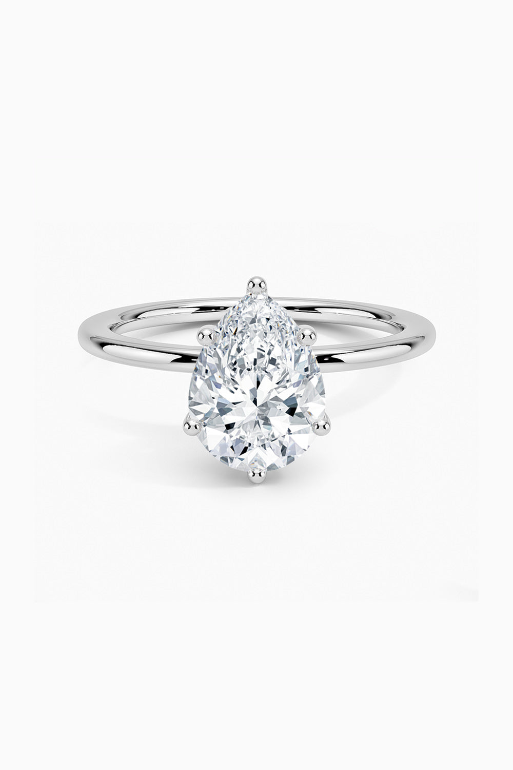 Hidden Halo Pear Shape Moissanite Ring