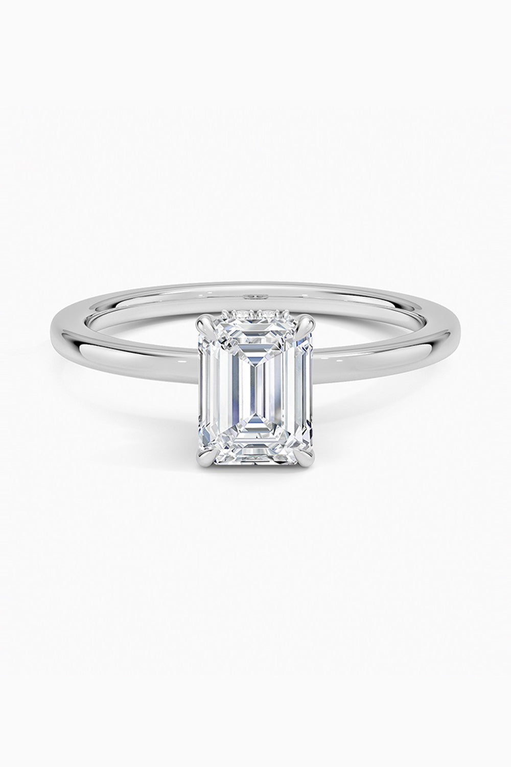 Hidden halo Emerald Cut Moissanite Ring