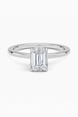 Hidden halo Emerald Cut Moissanite Ring