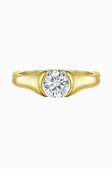 Half Bezel Moissanite Solitaire Ring