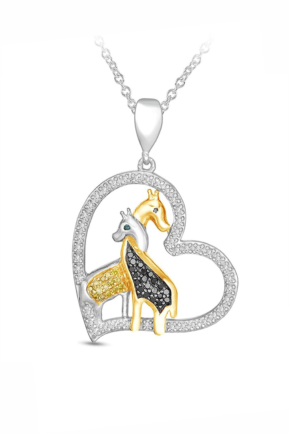 Giraffe Love Heart Pendant Necklace