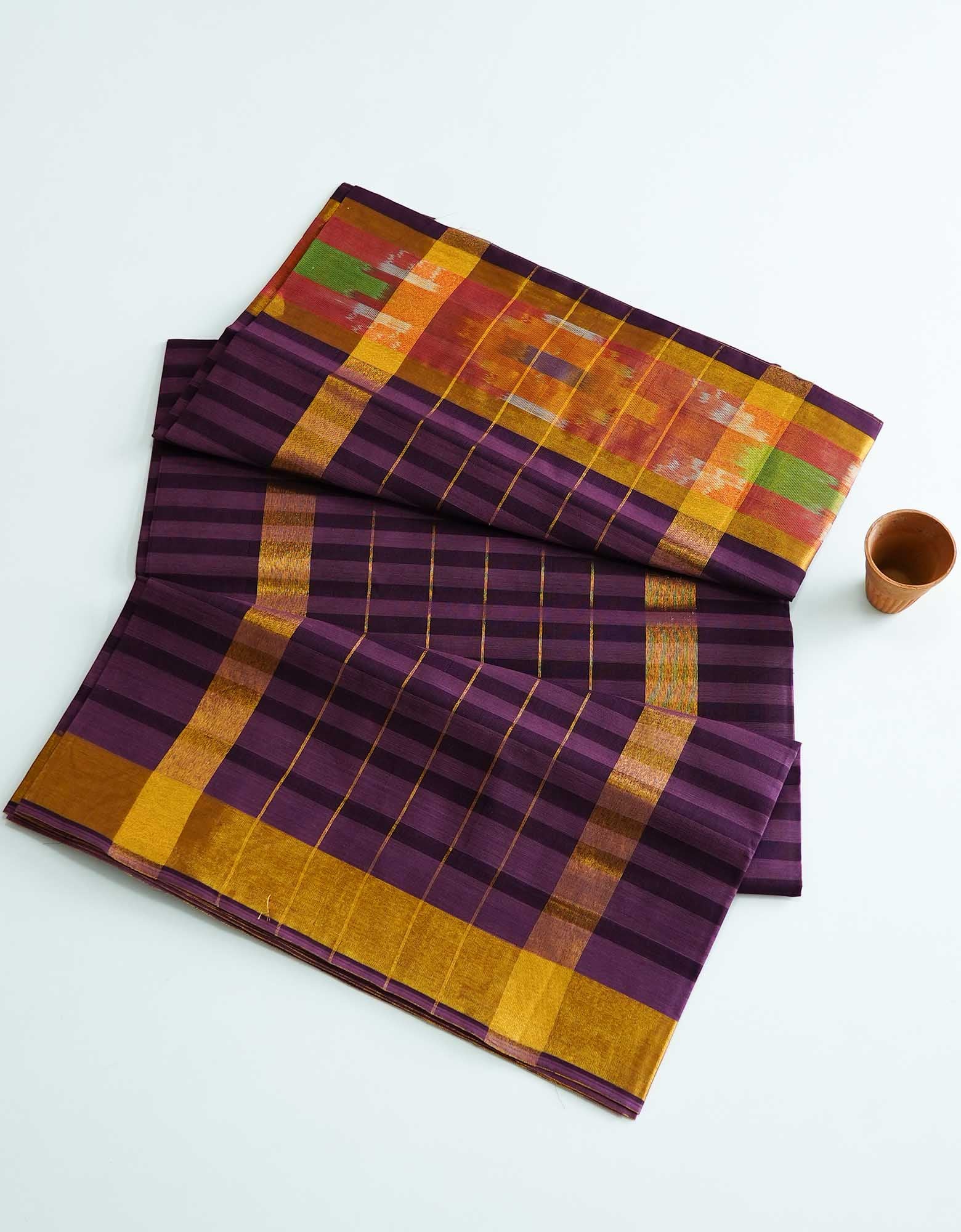 Chocolate Brown Color Sambalpuri Cotton Saree