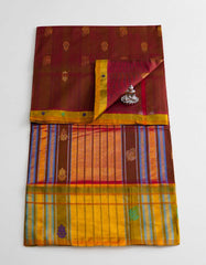 Brown Purple Color Venkatagiri Cotton Saree