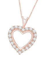 Rose Gold Color Moissanite Love Heart Pendant Necklace