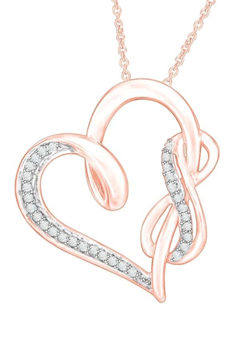 Rose Gold Color Infinity and Swirl Heart Pendant