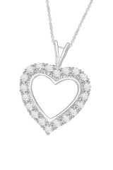 White Gold Color Moissanite Love Heart Pendant Necklace