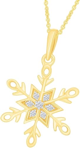 Yellow Gold Color Snowflake Pendant Necklace, Fashion Jewellery Online