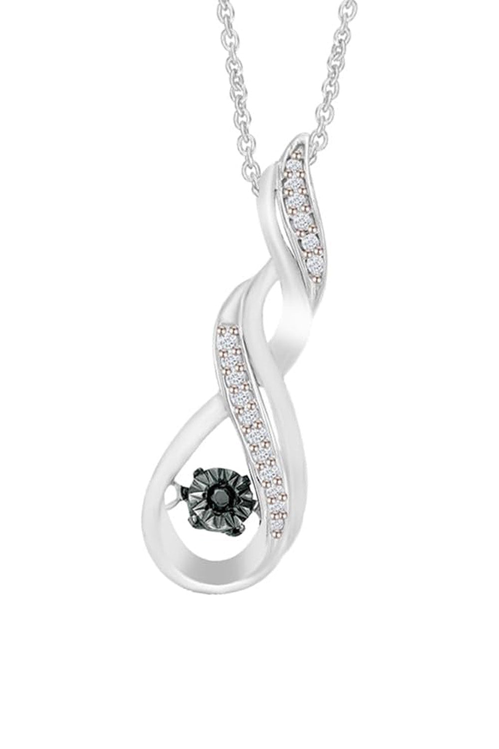 White Gold Color Black and White Moissanite Infinity Pendant Necklace 