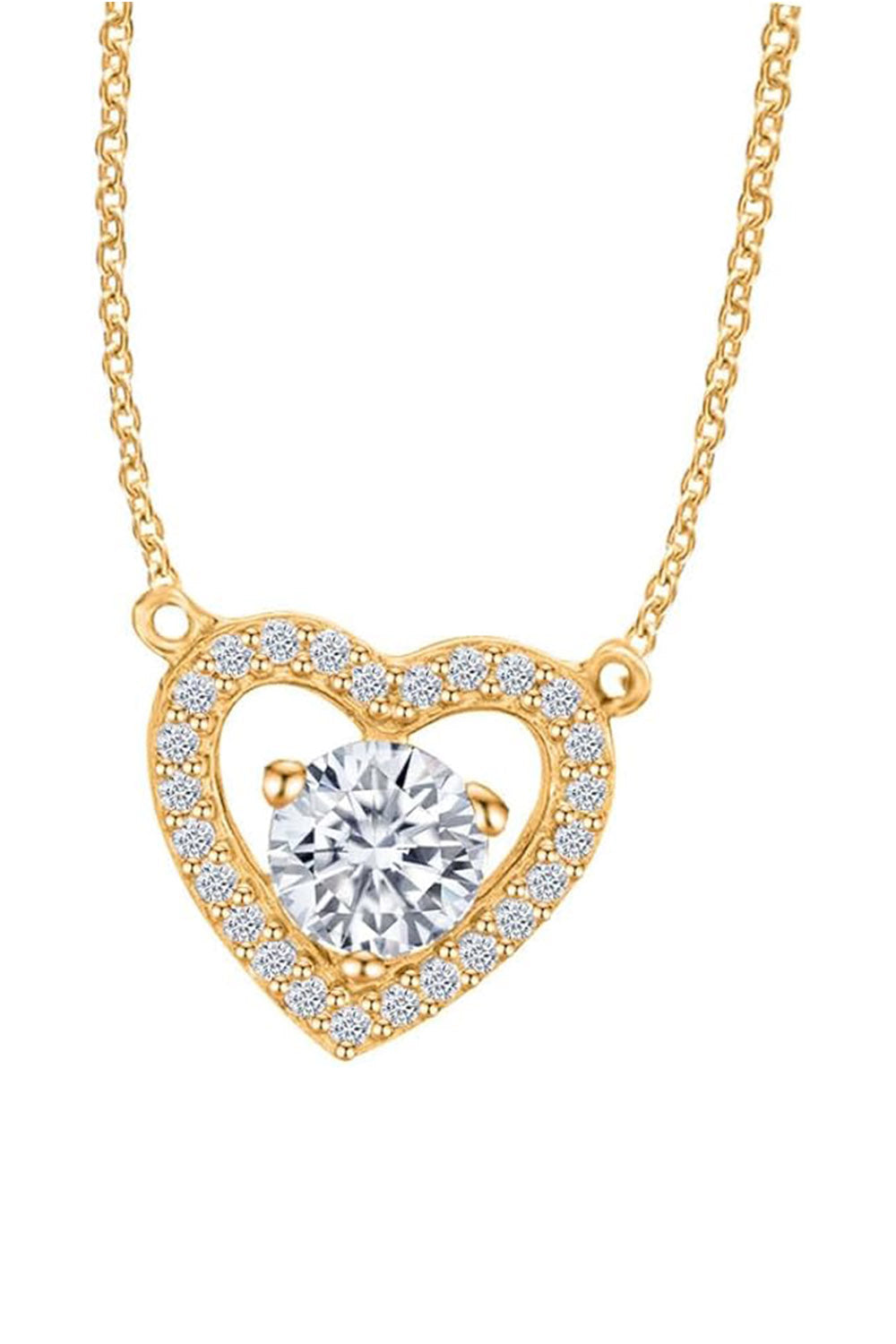 Yellow Gold Color Superior Love Heart Pendant Necklace
