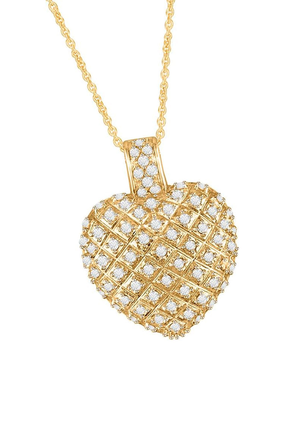 Yellow Gold Color Love Heart Shape Pendant Necklace