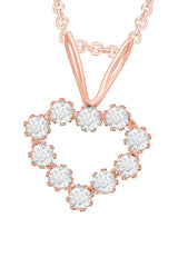 Yaathi Rose Gold Color Round Moissanite Open Heart Pendant Necklace