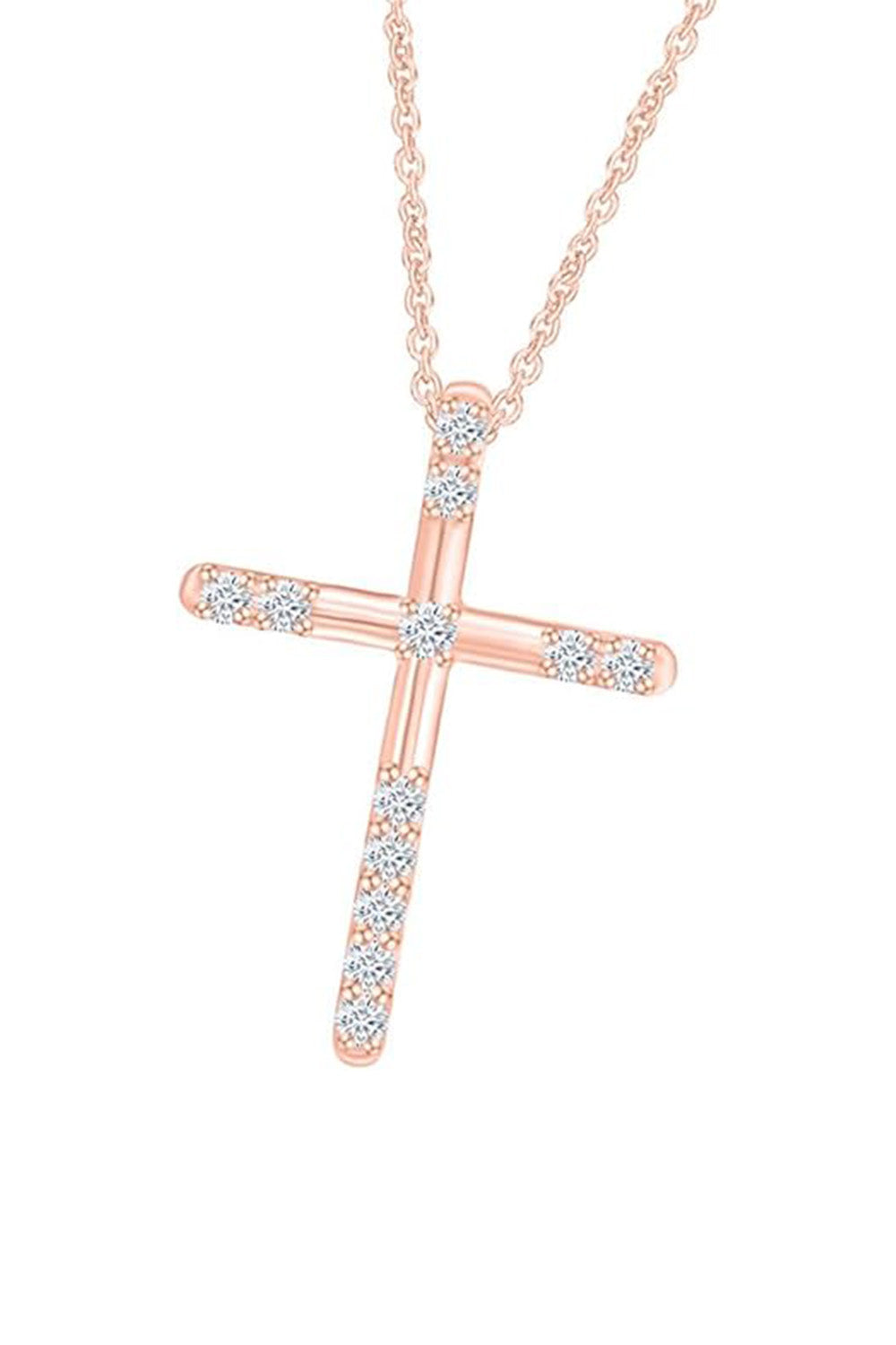 Rose Gold Color Cross Pendant Necklace for Women, Fashion Jewellery