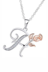 H Letter With Rose Pendant Necklace