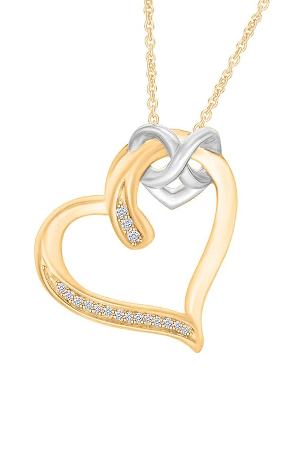 Yellow Gold Color Interlocking Infinity Love Heart Pendant Necklace 