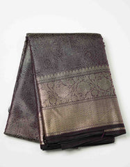 Purple Brown Fancy Silver Brocade Saree