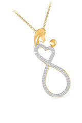 Yellow Gold Color Heart Infinity Mother Love Pendant Necklace