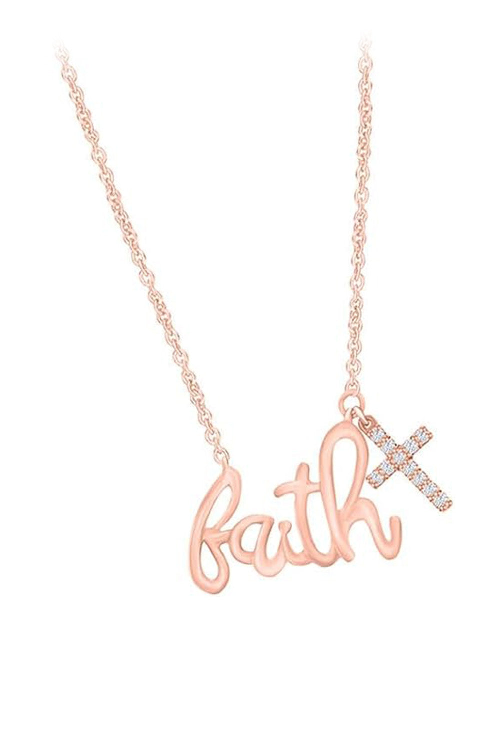 Rose Gold Color Moissanite Cross Faith Charm Pendant Necklace Online