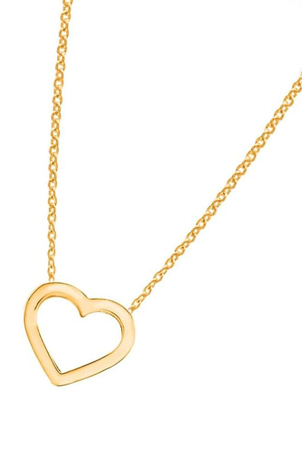 Yellow Gold Color Open Heart Pendant Necklace