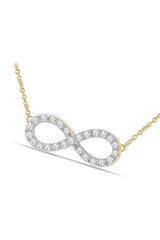 Yellow Gold Color Sideways Infinity Pendant Necklace