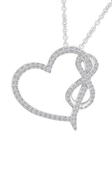 White Gold Color 1/3 Carat Moissanite Heart Infinity Pendant Necklace