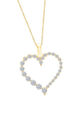 Yellow Gold Color Round Moissanite Heart Pendant Necklace
