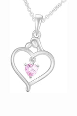 White Gold Color Yaathi Child with Mom Heart Pendant Necklace 