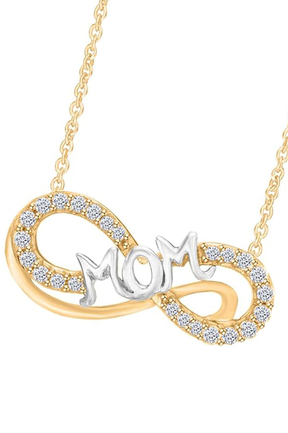 Yellow Gold Color Infinity Mom Pendant Necklace