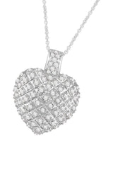 White Gold Color Love Heart Shape Pendant Necklace