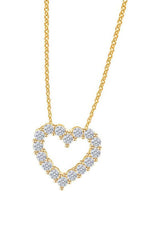 Yellow Gold Color Heart Outline Pendant Necklace