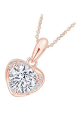 Rose Gold Color Moissanite Diamond Love Heart Pendant Necklace 