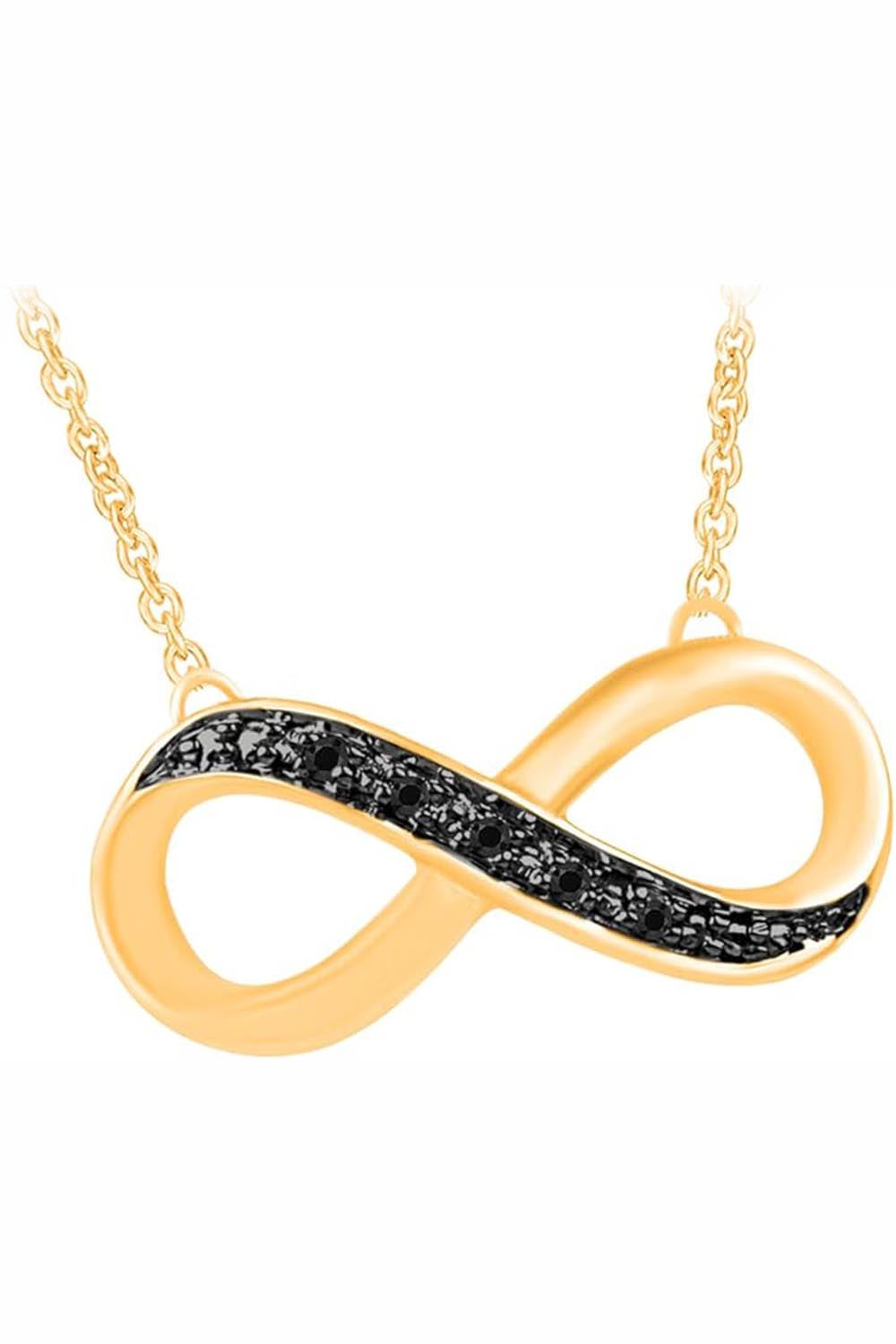 Yellow Gold Color Yaathi Black Infinity Necklace, Pendant for Women 