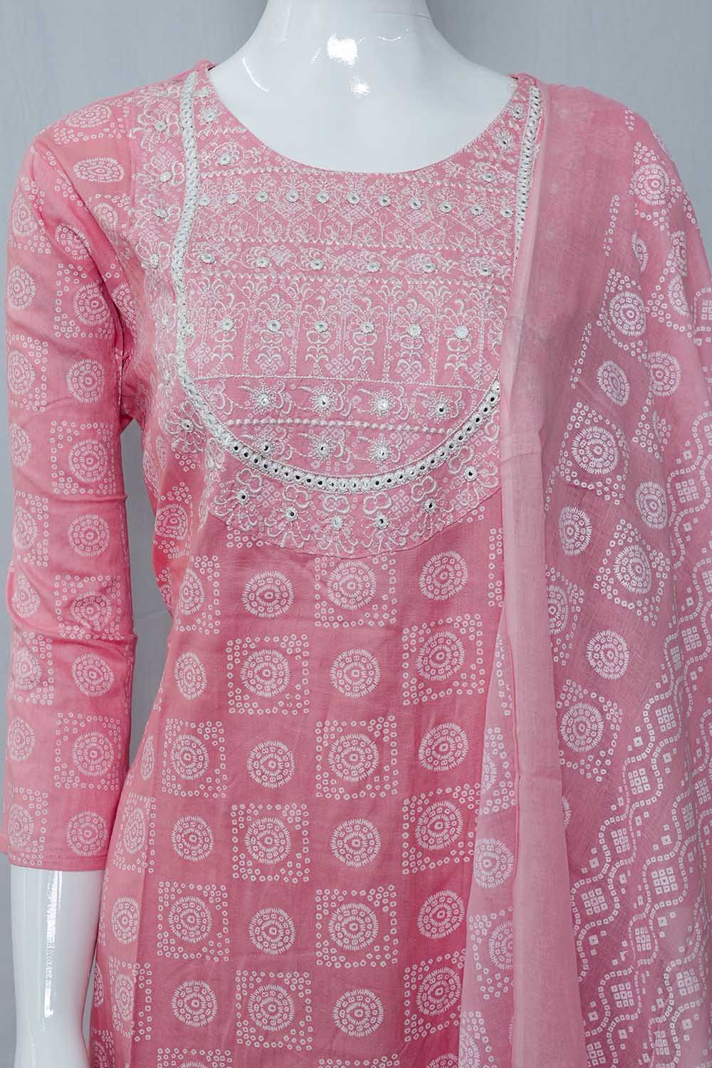 Pink Color Printed Cotton Salwar Suit